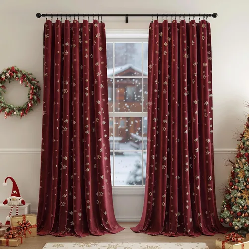 Vista 14 de Beauoop - Cortinas de terciopelo marrón para dormitorio, sala de estar, 52 x 96 pulgadas, 2 paneles Marrón dorado