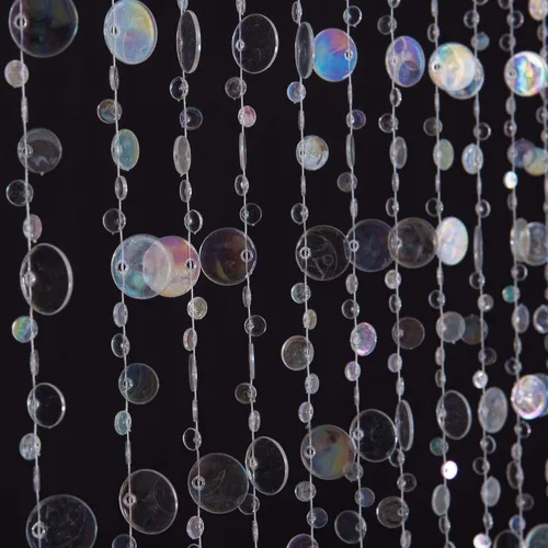 Vista 12 de Cortina de puerta con cuentas de cristal iridiscente en forma de burbuja para separar ambientes, decoración de fiesta de boda para el hogar