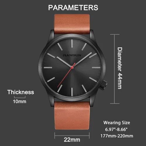Vista 3 de JIANDUN Mens Black Watches Minimalist Waterproof-Fashion Wrist Watch for Men Unisex Dress with Leather Band