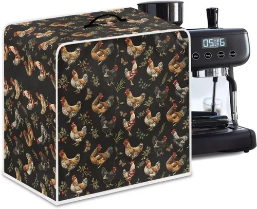 Vista 35 de Funda para cafetera, poliéster, azul, se adapta a la mayoría de máquinas de café estándar, protector resistente al polvo, huellas dactilares