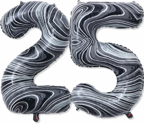 Vista 16 de Globos gigantes de papel de aluminio de mármol negro de 40 pulgadas, globos gigantes de helio número 10 para niños y niñas, decoraciones
