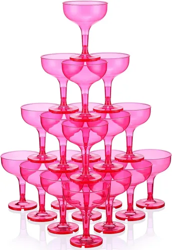 Vista 9 de Zopeal 50 Piezas Copas de Champán de 5 oz Copas de Martini de Plástico Irrompible Copas de Vino Desechables Apilables con Tallo Copas Coupe