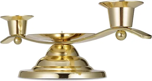 Vista 4 de ACHIBANG Portavelas Gold Unity para ceremonia de boda, soporte de vela de 3 brazos con pico central para velas de pilar y cónicas, elegante Oro