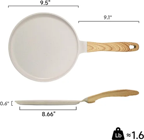 Vista 2 de JEETEE - Sartén antiadherente para crepes, bandeja plana para panqueques