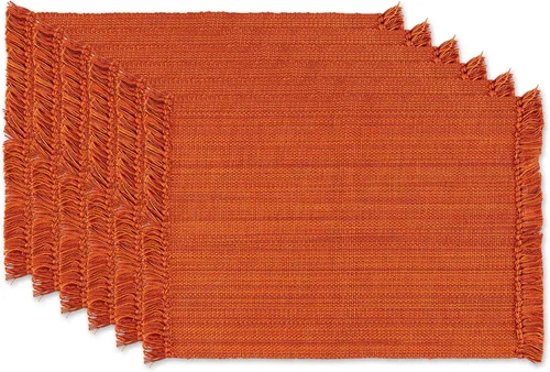 Vista 24 de DII - Colección de mesa jaspeado, juego de manteles individuales, 3x19 pulgadas, albaricoque, 6 piezas