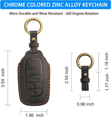 Vista 5 de QBUC Funda de Cuero Genuino para Llavero de Toyota Tacoma, Compatible con Toyota Tundra Prius Venza Corolla Crown Sequoia Grand Highlander RAV4