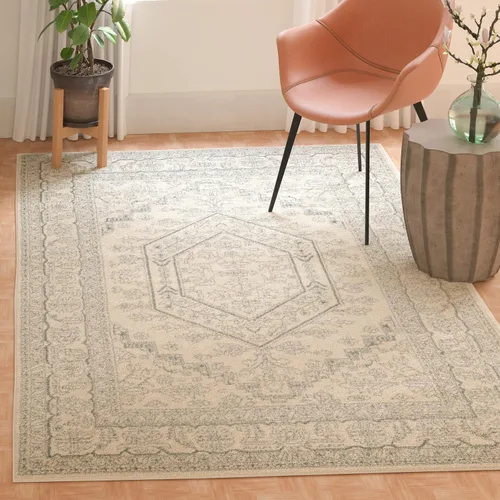 Vista 132 de SAFAVIEH ADR108B - Tapete de la colección Adirondack, 2 pies 1 pulgada x 6 pies, marfil y plateado, diseño de medallón oriental, no desprende