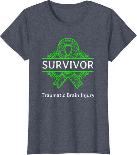 Vista 16 de Camiseta de concientización traumática con cinta verde para supervivientes de lesiones cerebrales, Negro, S