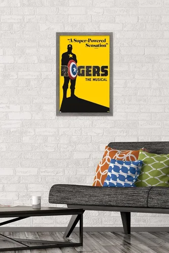 Vista 2 de Trends International Marvel Hawkeye - Póster de pared de Rogers The Musical Playbill, 14.72 x 22.37 pulgadas, versión enmarcada de madera de granero