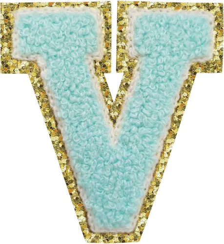 Vista 31 de 3Pcs Letter Patches Varsity Glitters Chenille,SPRT Iron on Blue Letter Patch,Alphabet Cloth Patch for Team Costume Decoration 3.1in Height S