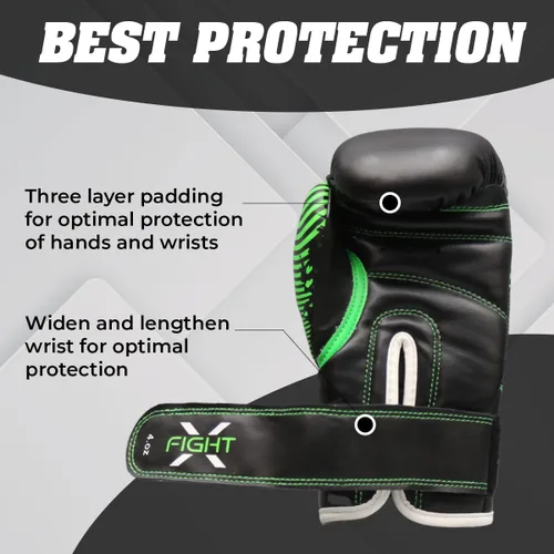 Vista 6 de Guantes de boxeo para niños de 3 a 8 años, 4 6 onzas, entrenamiento MMA, niños, niñas, guantes de kickboxing para entrenamiento, saco de boxeo, Muay