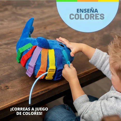 Vista 3 de Ballena azul, peluche de aprendizaje temprano para niños pequeños, actividad para viaje Conteo y reconocimiento de color, juguete de viaje fácil