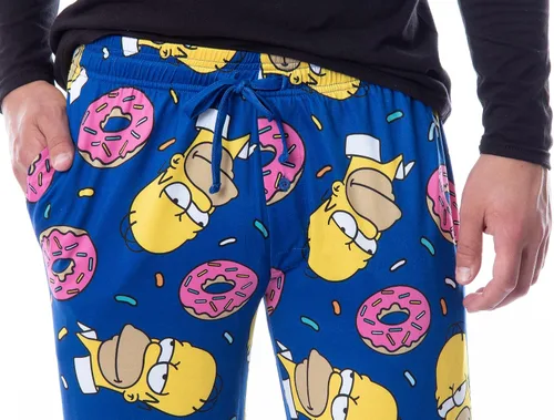 Vista 4 de The Simpsons Homer Sprinkles Donuts - Pantalones de pijama para hombre, Azul