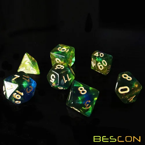 Vista 3 de Bescon - Juego de 7 dados poliédricos de piedra lunar