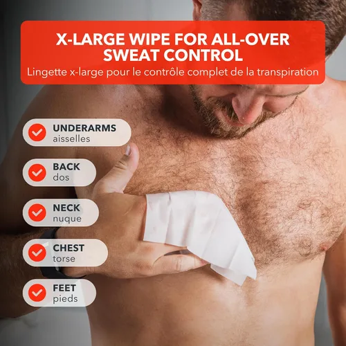 Vista 5 de SweatBlock Clinical Strength XL - Toallitas antitranspirantes para hombres y mujeres, protección contra el sudor para manos, pies, axilas y cuerpo