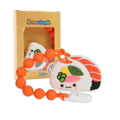 Vista 16 de Juguete mordedor de silicona de grado alimenticio para bebés con soporte para chupete, juguetes de dentición, juego de regalo para niños y niñas a