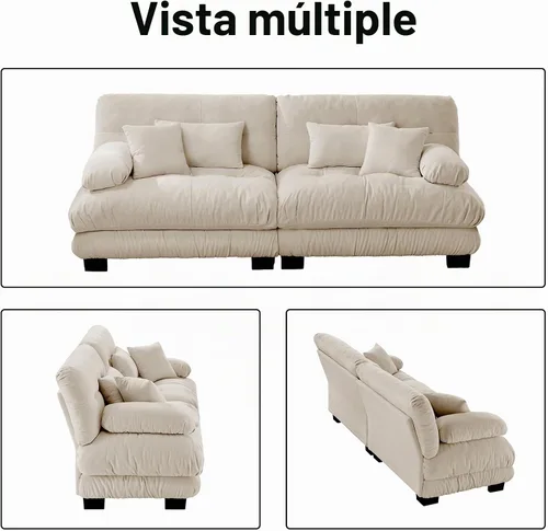 Vista 8 de Juego de sofá modular con asiento profundo de 94.4", tela de chenilla, loveseat seccional moderno para sala de estar, cómodo loveseat de felpa tipo