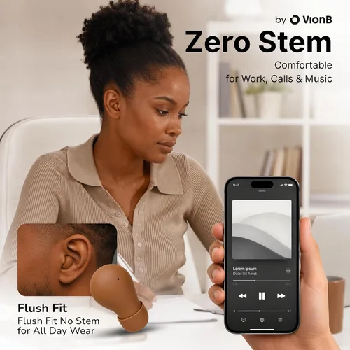 Vista 3 de Air Skin Tones Invisible Earbuds for Small Ears - Wireless Bluetooth 5.4, Skin-Matching Mini Stemless Ear Buds, IPX5 Waterproof, Crystal Clear Calls