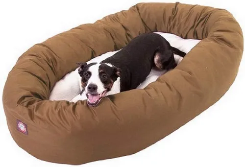 Vista 24 de Cama para perros Bagel de 40 pulgadas negra y Sherpa de Majestic Pet Products Negro
