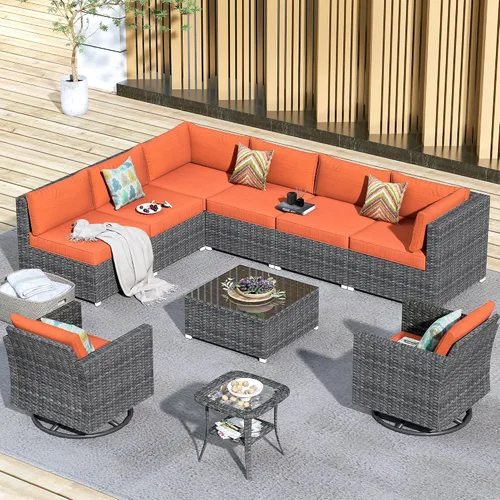 Vista 12 de HOOOWOOO Patio Sectional Furniture Set,2 Piece Couch Set with 2 Matching Armless Chairs(Beige)
