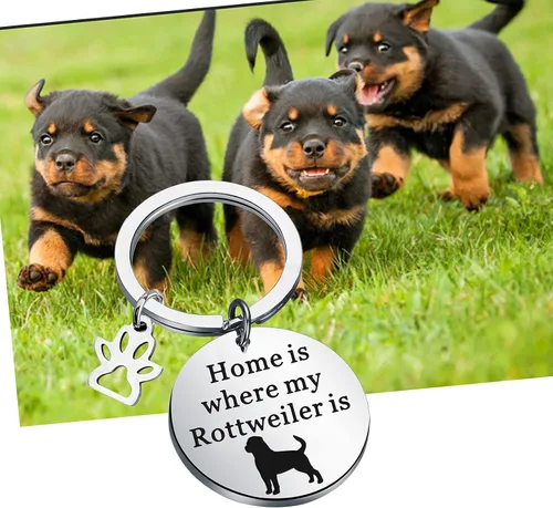 Vista 7 de Rottweiler Gift Home Is Where My Rottweiler Is Keychain Rottweiler Dog Jewelry