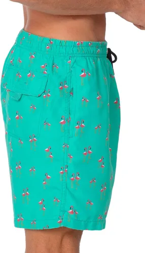 Vista 2 de INGEAR Performance SPF50+ - Traje de baño para hombre, de secado rápido, pantalones cortos de playa con forro de malla Aqua Flamingo