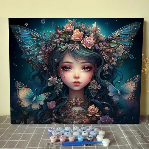 Vista 20 de Tucocoo Pintura de bebé durmiendo por número para adultos y niñas africanas, pintura por número para niños, estilo de moda, pintura moderna