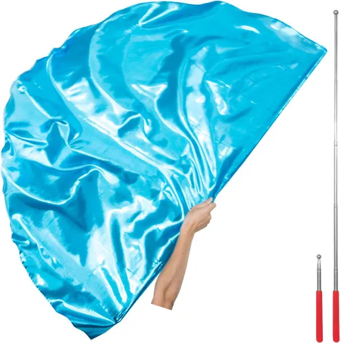 Vista 10 de Bandera de adoración con varilla escalable, bandera de poliéster semicírculo suave de 50 pulgadas para práctica de danza, banderas de baile