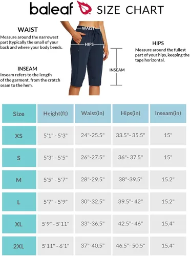 Vista 7 de BALEAF Pantalones cortos de 15 pulgadas de largo para mujer, pantalones cortos capri por debajo de la rodilla, ligeros, de secado rápido, cintura