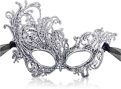 Vista 7 de MYMENU Máscaras de mascarada para mujer, de encaje, Halloween, veneciano, carnaval, para disfraz, cosplay, Mardi Gras, fiesta de baile Negro