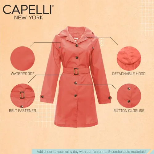 Vista 6 de Capelli New York Chubasquero de lluvia para mujer con capucha extraíble