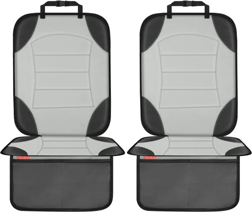 Vista 14 de Sinvitron Protector de Asiento de Coche para Asiento de Niños - Alfombrilla de Cuero Impermeable y Antideslizante con 2 Bolsillos de Malla, Funda