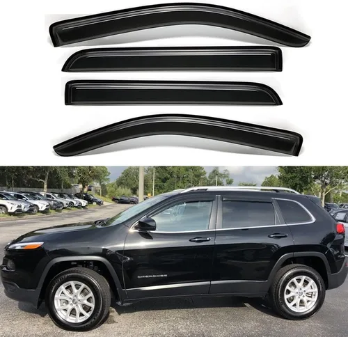 Vista 18 de Deflector de ventilación para visera lateral, montaje exterior, cinta inastillable, protección solar y lluvia, apto para Jeep Grand Cherokee