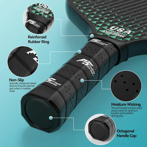 Vista 4 de Pickleball Paddles Set of 2 - USAPA Approved Fiberglass Pickleball Paddles Set with 2 with SRT Pro Polymer Honeycomb Core, 4 High-Performance