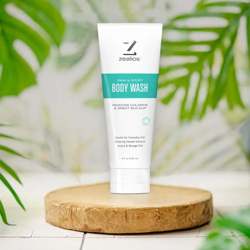Vista 7 de Zealios Swim & Sport Gel de baño para nadadores y atletas de 8 onzas, solución para el cuidado de la piel para hombres y mujeres, elimina el cloro