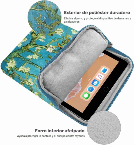 Vista 3 de MoKo 9-11 pulgadas Tablet Sleeve Bag Acolchado Protetivo Estuche de flor (Apricot flower)