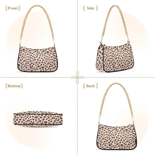 Vista 4 de Bolso de hombro con cadena pequeña para mujer, bolso de mano con cremallera