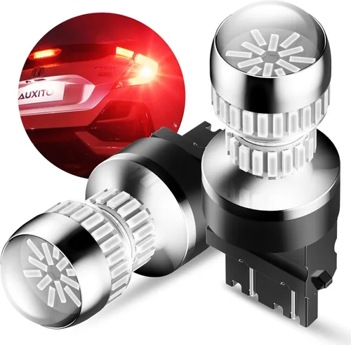Vista 21 de Auxito Focos LED 3157 mejorados, rojo, 500% más brillantes, 3056, 3156, 3057, 4157, chip 102-SMD, proyector para luces de freno, freno trasero, Rojo