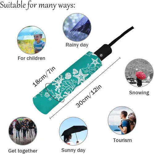 Vista 4 de DHDM Umbrella Automatic Beach Umbrella Outdoor Adults Printed Rain Umbrella for Men Kids Parasol