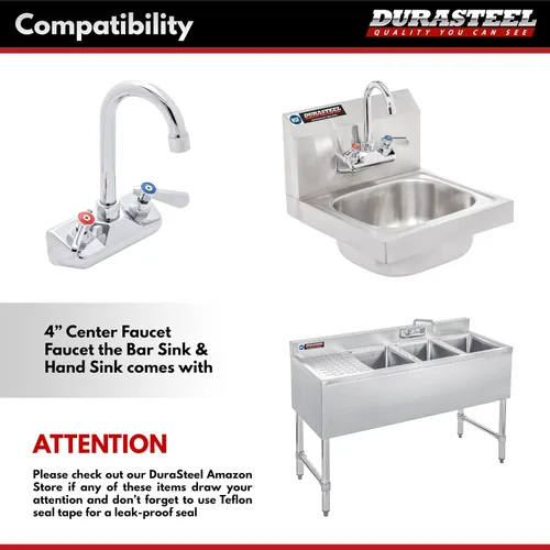 Vista 6 de DuraSteel Grifo de Montaje en Pared Codo de 90 Grados - Grifo de Cocina Comercial Kit de Protección contra Salpicaduras que Ahorra Espacio