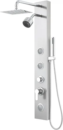 Vista 10 de ROVOGO Sistema de torre de panel de ducha con cabezal de ducha ajustable Cepillado - Brazo de ducha ajustable