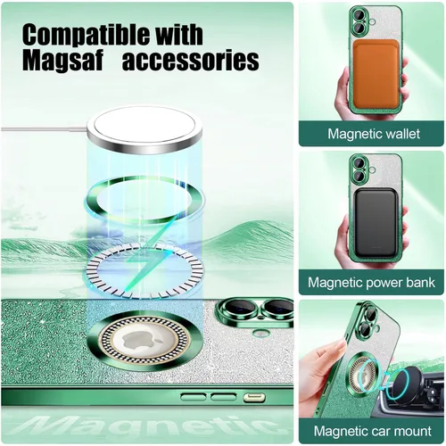 Vista 140 de Misscase Funda magnética con purpurina para iPhone 11 compatible con MagSafe, protección completa, delgada, a prueba de golpes, antiarañazos