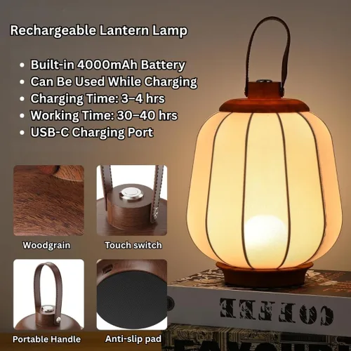 Vista 7 de Lámpara de mesa recargable inalámbrica, luz LED para exteriores, funciona con batería de 4000 mAh, 3 lámparas de escritorio táctiles de atenuación