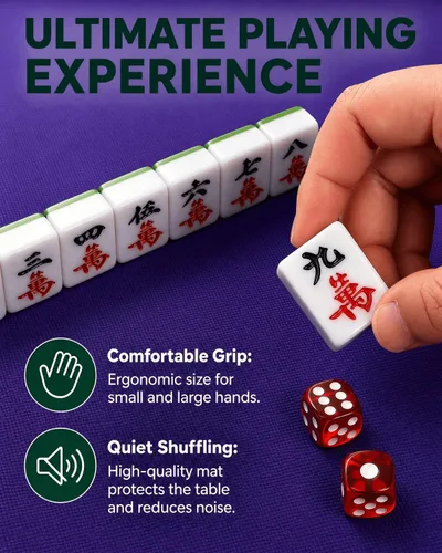 Vista 5 de Youeon Juego de mahjong chino de 144 piezas con bolsa de transporte, verde