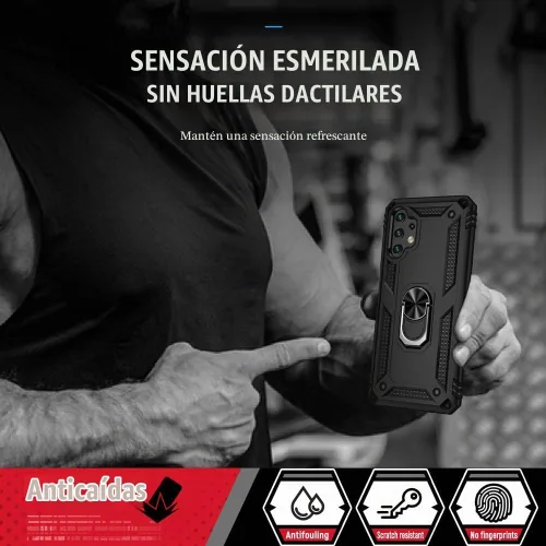 Vista 6 de Funda para Galaxy A13 4G, Samsung A13 4G con protector de pantalla HD, soporte de anillo de grado militar, soporte de automóvil de 15 pies, probada