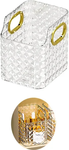 Vista 2 de Organizador de maquillaje de cosméticos, organizador de maquillaje de cristal de diamante transparente, organizadores de cuidado de la piel