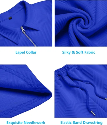 Vista 5 de URRU Conjunto de camisa polo y pantalones cortos para hombre trajes de verano a la moda casual manga corta traje polo para hombre 2 piezas