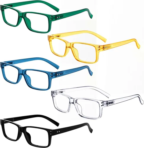 Vista 24 de Eyekepper Gafas de Lectura Vintage para Hombre - 3 Pares Negros y 2 Pares Azules - Gafas Clásicas con Bisagra de Resorte +0.00 3 negro 2 azul
