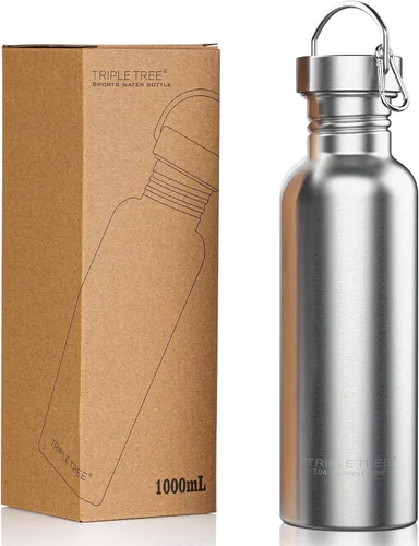 Vista 8 de Triple Tree - Botella de agua de acero inoxidable aislada al vacío de 34 onzas, doble pared, con tapa de boca ancha, mantiene la bebida caliente