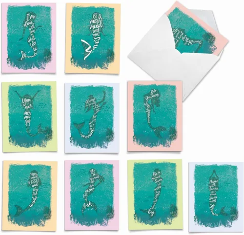 Vista 11 de The Best Card Company - 10 tarjetas de notas en blanco (4 x 5.12 pulgadas) - atractivas tarjetas de fantasía mítica, en caja de saludos surtidos